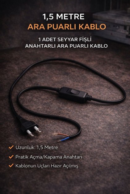 LUMIXA 1 ADET SEYYAR FİŞLİ 1,5 METRE ARAPUARLI KABLO
