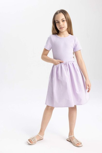 Girls' Cotton Short-Sleeve Dress C2179A824SM