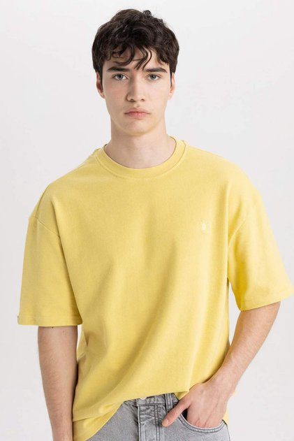 100% Cotton Oversize Wide Fit Crew Neck Printed Short Sleeve T-Shirt C0151Ax24Sm