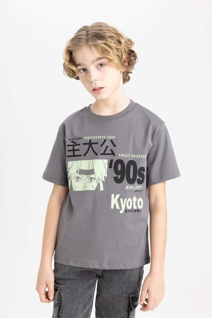 Crew Neck Printed Short Sleeve T-Shirt Boys' C1921A824Sm