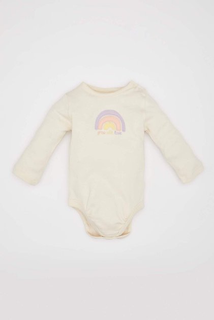 Baby Girl Newborn Crew Neck Rainbow Printed Long Sleeve Snap Body B7713A524SP