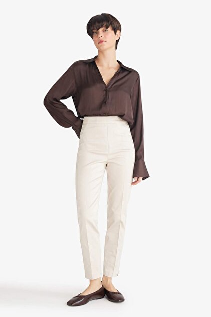 satin cigarette pants leg trousers Rhe 51% Silk Defacto Black Satin Cigarette Pants