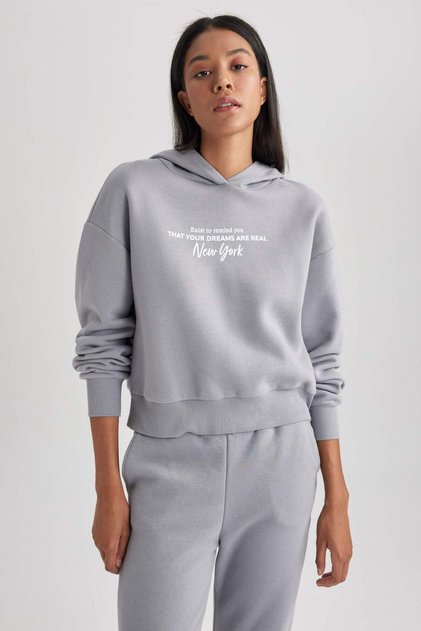 Relax Fit Hooded Printed Thick Sweatshirt B3852Ax23Au