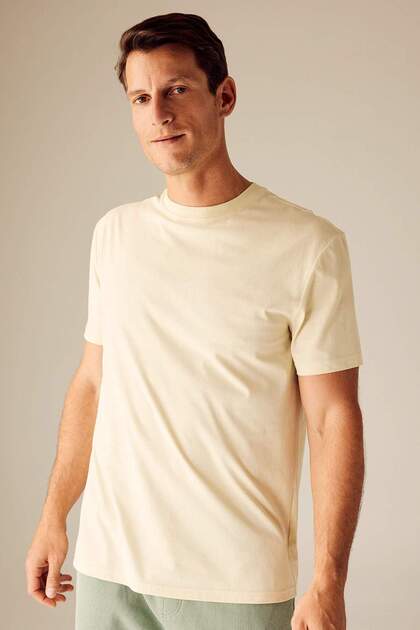 New Regular Fit Crew Neck Basic Plain 100% Cotton Short Sleeve T-Shirt V7699Az23Sp