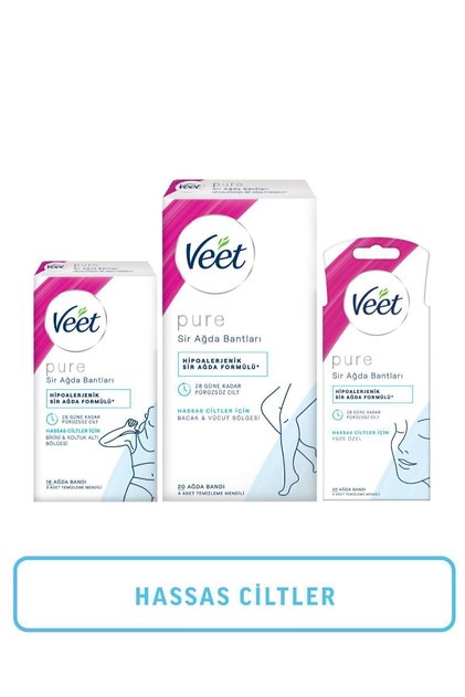 Pure Komple Hipoalerjenik Bakımseti Bacak&Vücut 20li+ Yüz 20li + Bikini& Koltuk Altı 16lı Ağda Bandı