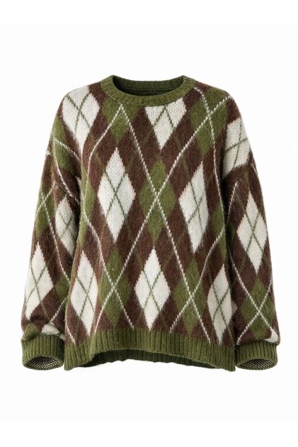 Shardonlu Feathered Baklava Slice Knitwear Sweater Women's Dark Khaki