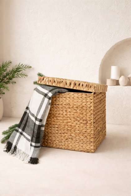 38X38X35Cm Wicker Water Hyacinth Organizer - Toy Basket