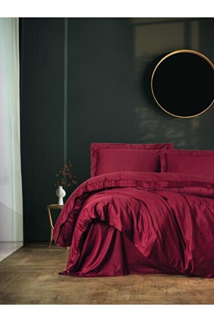 Single Satin Duvet Cover Set Elegante Claret Red