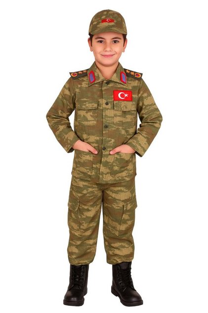 Çocuk Kahverengi Asker Kostümü Çocuk Asker Kıyafeti KAHVERENGİ 3 Yaş