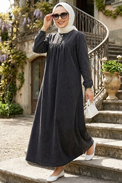 Neva Style Kot Antrasit Tesettür Elbise 19124ANT - Fiyatı, Yorumları