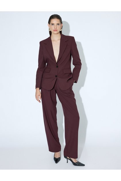 Viscose Fabric Blended High Waist Wide Leg Pocket Fabric Pants