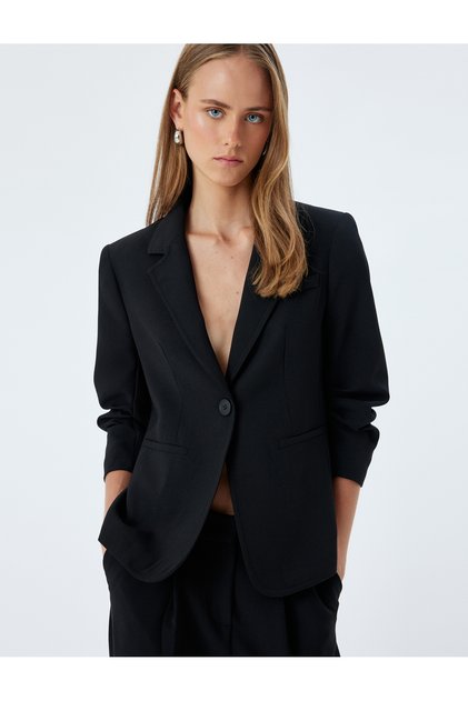 Classic Blazer Jacket 3/4 μανίκι με διπλό στήθος με κανονική εφαρμογή με τσέπες