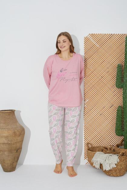 24077 Women's Plus Size Comfortable Long Sleeve Pajama Set