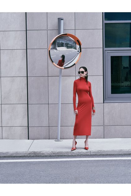 Rochie lungă cu gât rochie slim fit