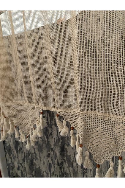 Buldan Work Authentic Macrame Hand Lace Basement Work Tulle Curtain Is En X Boy Shaped