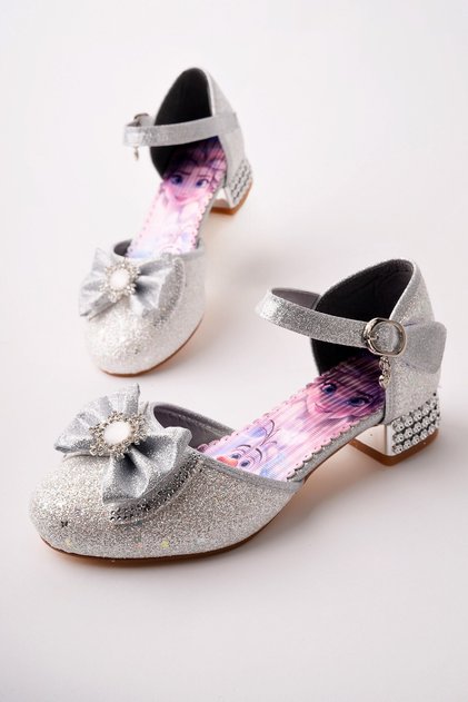 Di̇anci̇e Si Glittery I Bow Detail Layered Girls' Heeled Evening Dress Shoes