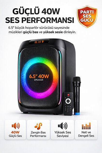 Maybax MIO Taşınabilir Mikrofonlu 40 W Parti Kablosuz Mikrofon