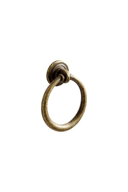 Πόμολο επίπλου με κρίκο, Ø 41,6 mm, zamak, καφέ, φινίρισμα ορείχαλκου (σετ 2 τεμαχίων)