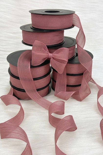 Dried Rose Linen Nopeli Ribbon 2.5 cm 20 Mt, Bride, Bundle, Engagement, Dowry, Gift, Decoration, Wedding