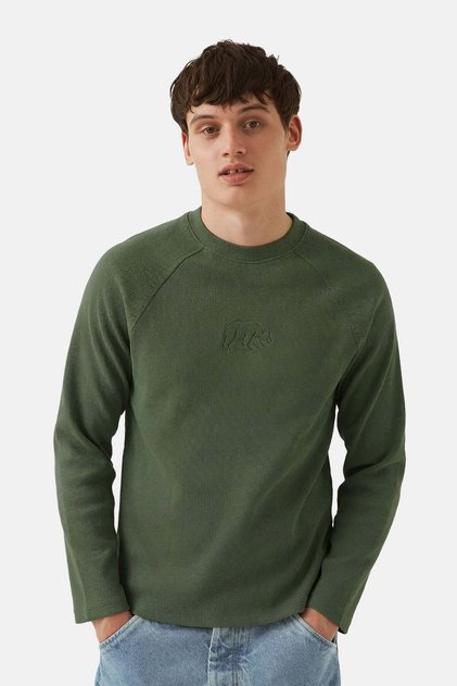 Bozayı Fitilli Sweatshirt - Koyu Yeşil