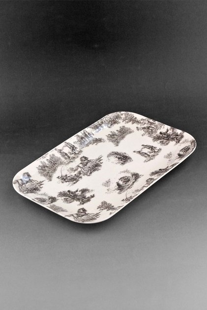 Black British Large Size Porcelain Tray