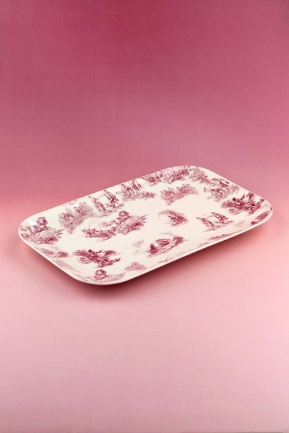 Pink British Large Size Porcelain Tray