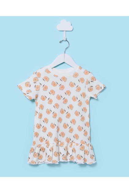 Infant Girls Peach Allover Print Summer Dress