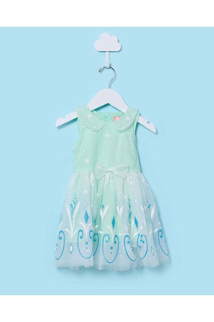 Infant Girls Green Printed Dress