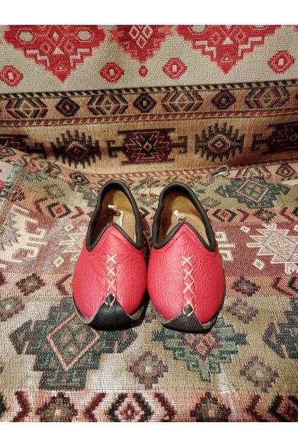 Red Unisex Children's Yemeni Sandal Genuine Leather Folk Games Daily Use Size 20-29
