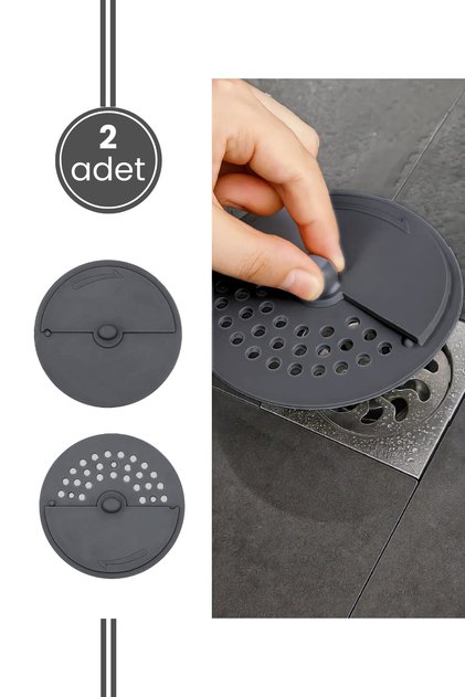 2 Adet Lavabo Süzgeci, Çevirmeli Kapak Koku Önleyici Mutfak Banyo Küvet Gider Tapası 2’li Set Füme