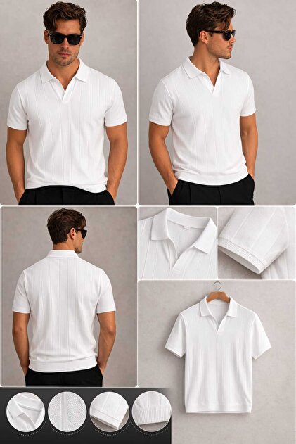 Castello Premium Tri̇ko Çi̇zgi̇ Dok Textured İm Fi̇t Erkek Polo