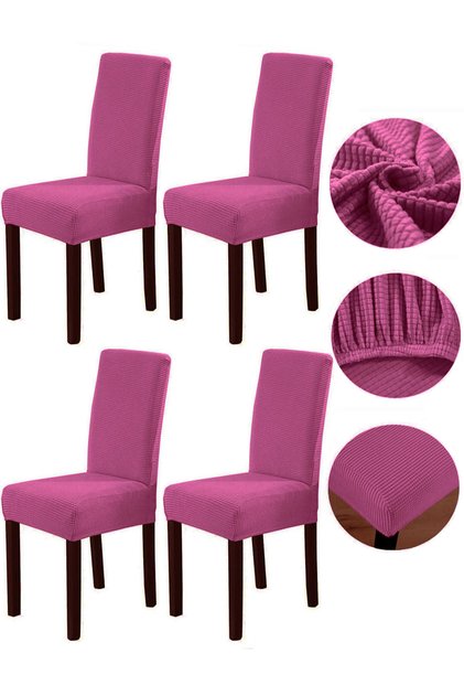 Bamboo Nano Fabric Stretch Fabric Elastic Chair Cover Washable Stretchy Chair Cover Set of 4