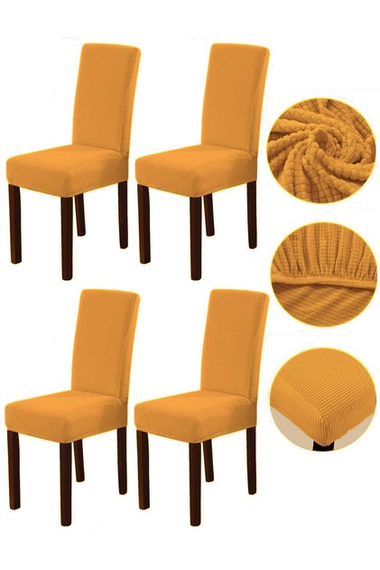 Bamboo Nano Fabric Stretch Fabric Elastic Chair Cover Washable Stretchy Chair Cover Set of 4