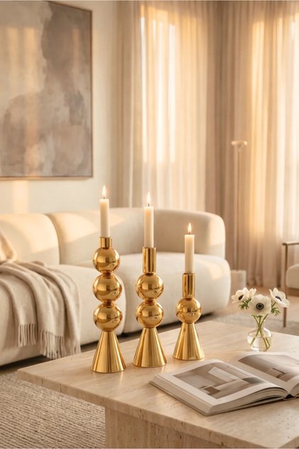 Claris Gold Şamdan Mumluk Seti 242607