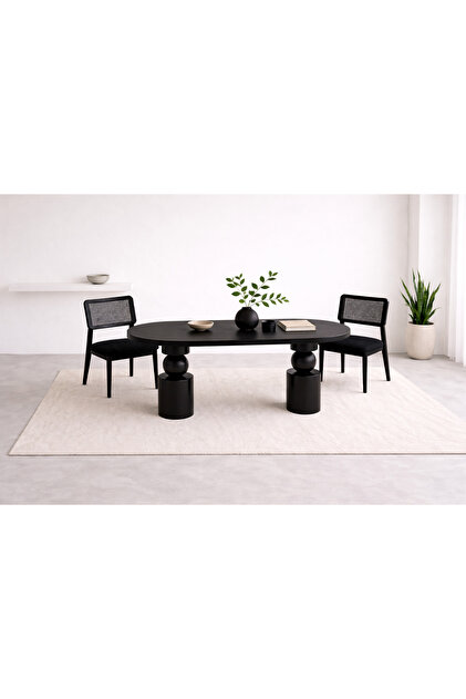 Masif Ahşap Torna Ayaklı Yemek Masası 150x60 cm – Doğal Minimalist Modern Mutfak Masası 4 Kişilik