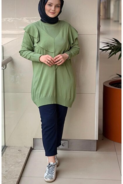 Mock Neck Asymmetric Mercerized Tunic