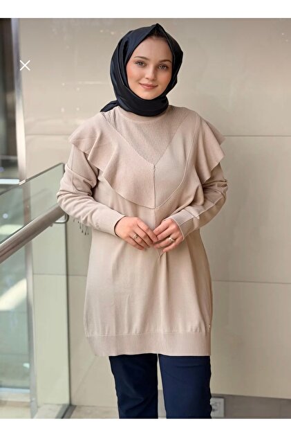 dik yaka asimetrik merserize tunik