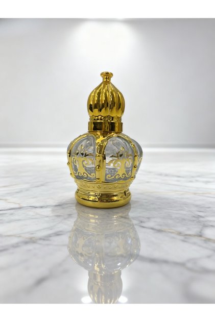 Lüks Gold Taç Tasarımlı Doldurulabilir Cam Parfüm Şişesi - 10 ml Roll-on Başlıklı Çanta Boy
