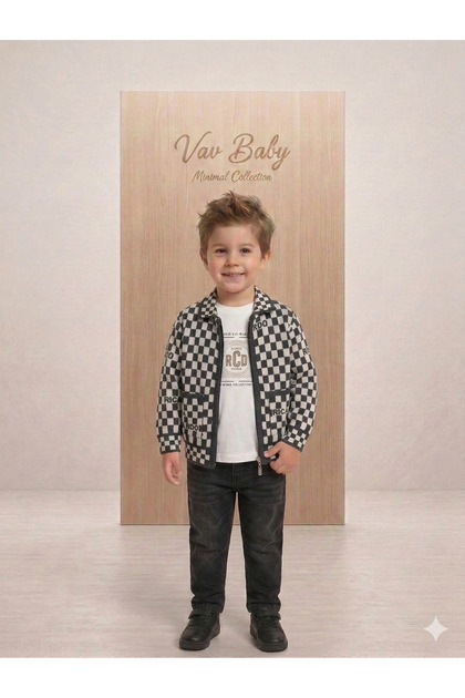 Boys' Ricardo Patterned 3-Piece Set with Zip-Up Jacket and T-Shirt