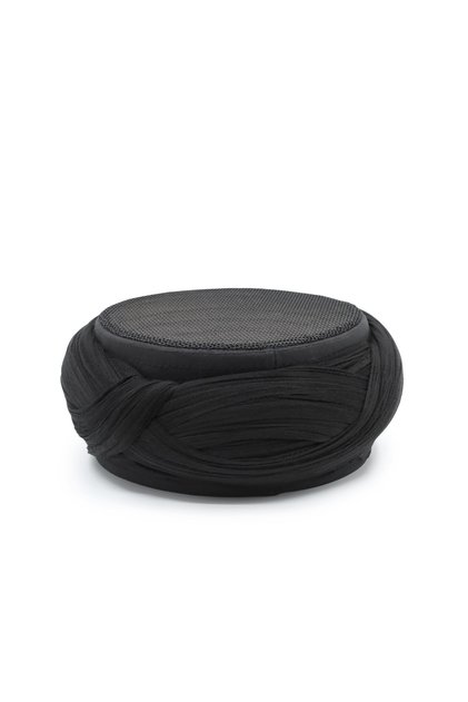 Mesh Sarık - Black Fabric - Black Skullcap - Crossed Wrap - Mesh - 7 Meters