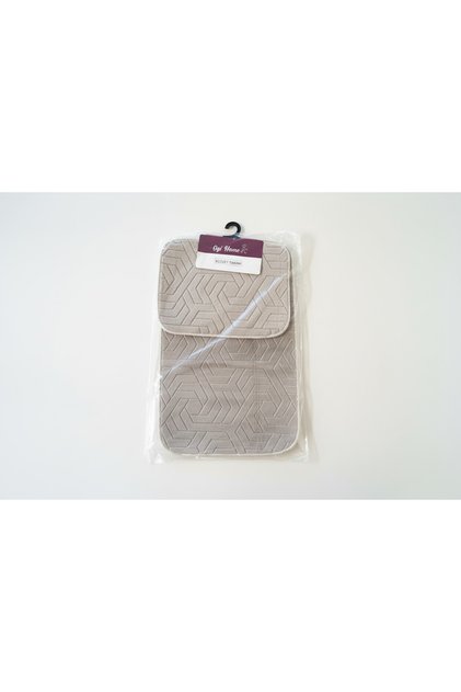 İkili Klozet Takımı Dot Taban Battaniye Kumaş 50x80 + 40x60 Kaymaz Banyo Paspas Seti