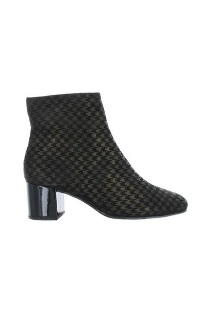 Botine damă - Premium - mărime 36 - negru auriu închis din piele naturală - toc pilon fermoar
