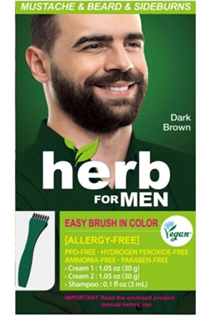 Herb For Men Mustache & Beard Dye (Dark Brown, 1 Pack)