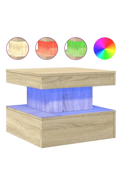 Măsuță de cafea cu lumini LED, stejar sonoma, 50x50x40 cm