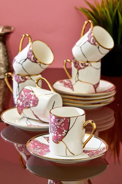 Lavinya 6-Person 90 ml Porcelain Coffee Cup Set Ckr3861