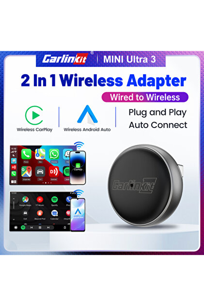 صندوق CarPlay اللاسلكي MINI ULTRA 3 CarlinKit ، بأسلاك بأسلاك لاسلكي