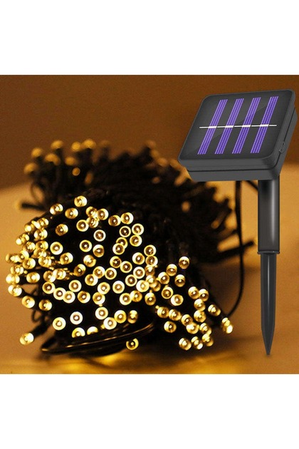 22 Metre Güneş Enerjili LED-Bahçe,Balkon ve Dekorasyon İçin Su Geçirmez Solar LED Işık Zinciri 8 Mod