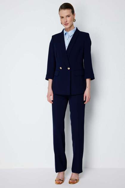 High Waist Straight Cut Trousers