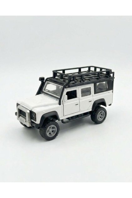 Land Rover Pull-Release Toy Off-Road Vehicle with Sound and Light That Can Open the Doors, White, 12 cm
