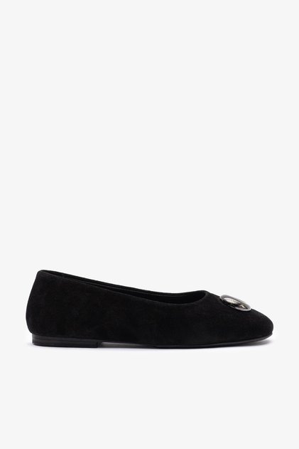 Dennis Black Suede Leather Women Ballet Flats